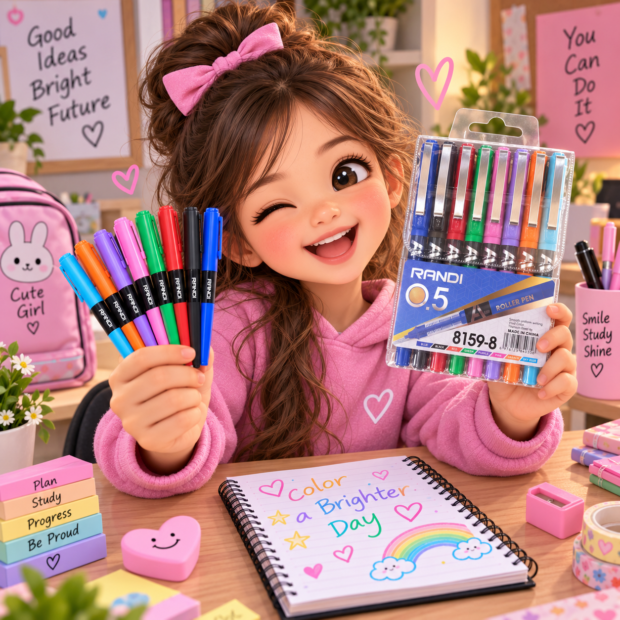 🖊️ أقلام جِل ملونة RANDI 0.5 – مجموعة 8 ألوان - الصورة 4