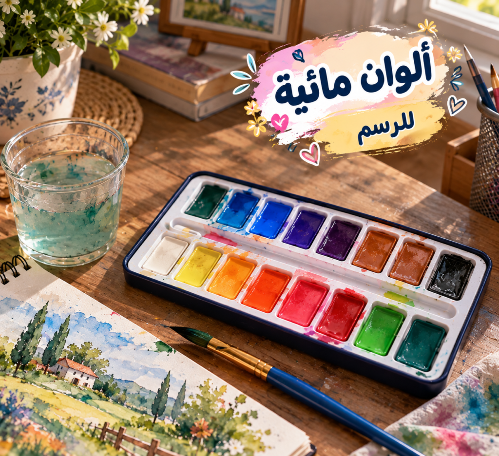 ألوان مائية للرسم – مجموعة ألوان مع فرشاة