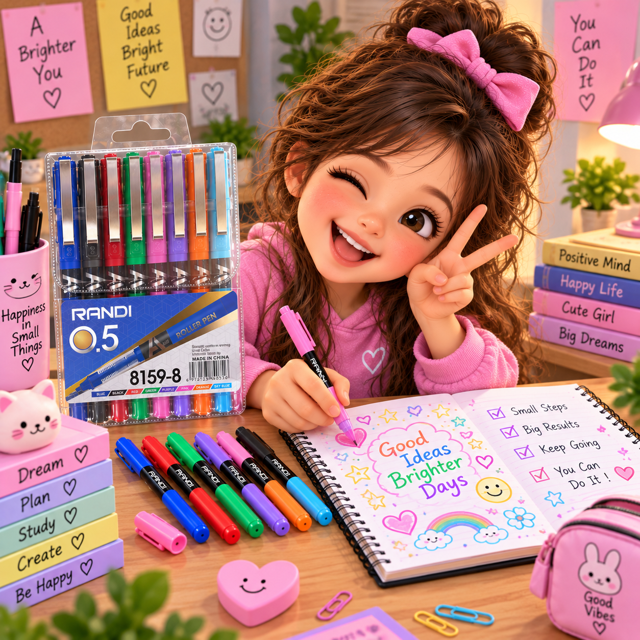 🖊️ أقلام جِل ملونة RANDI 0.5 – مجموعة 8 ألوان - الصورة 6